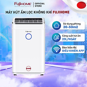 Máy hút ẩm lọc không khí 40M2-50M2 nhập khẩu FUJIHOME DH20W, 20 lít/ngày kết nối wifi điều khiển qua APP, hiển thị độ ẩm - Hàng chính hãng