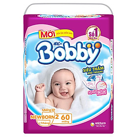 Miếng lót Bobby Newborn 2 - 60 miếng (Cho bé trên 1 tháng)