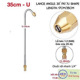 Mua Ống nối uốn cong 30 độ 90 độ U kèm đầu béc phun gắn s.úng xịt rửa xe cao áp - Ren nối nhanh 1/4 inch