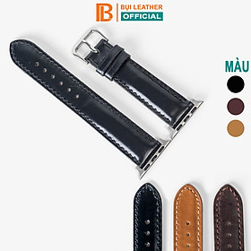 Dây đồng hồ dành cho AW Da bò thật khâu tay thủ công cao cấp D106 - Đen