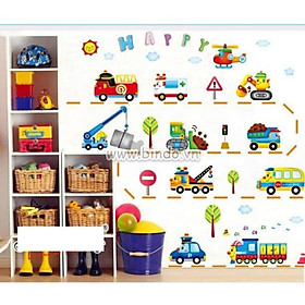 Mua Decal Dán Tường Đoàn Xe Giao Thông Cho Bé