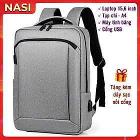 Balo laptop 15.6 inch B1071 NASI hàng cao cấp có cổng sạc tặng kèm dây sạc ba lô đựng laptop nam nữ mẫu mới thời trang cực chất