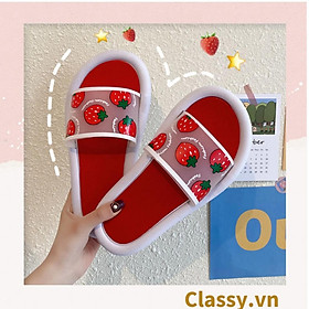 Dép đi trong nhà, đi biển, spa, dép nữ Classy họa tiết trái cây dễ thương, chất liệu PU cao cấp G1110