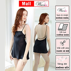 Đầm ngủ lụa WANNABE DNS51 váy ngủ xẻ ngực cut out lưng thả dây ngang tô điểm lưng trần nữ tính quyến rũ của bạn gái