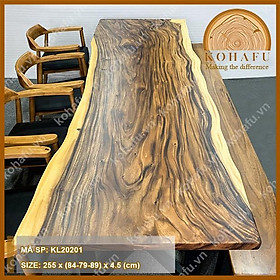 Mua Mặt bàn gỗ me tây nguyên tấm  mặt không lỗi  vân đẹp dài 255 x rộng (84-79-89) x dày 4.5 (cm)