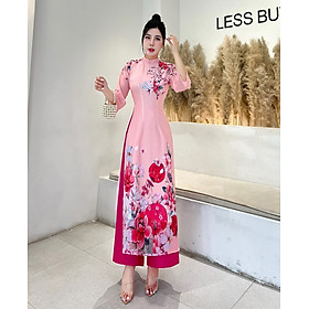 HCM]Áo dài in 3D vol 4 tà cao cấp AD029- Big size - Lady Fashion - Khánh Linh Style