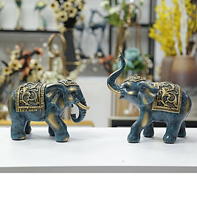 Tượng voi decor trang trí - bộ 2 con voi