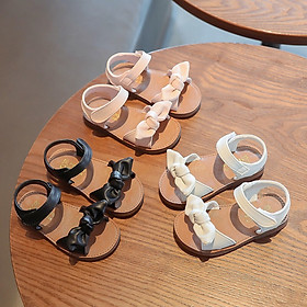 Giày Sandal Quai Ngang Cột Nơ Cho Bé Gái Siêu Xinh Dành Cho Bé Từ 1 Tuổi Đến 6 Tuổi, Chất Da Êm Mềm, Nhẹ Bền, Mang Đi Học, Đi Chơi Đều Đẹp ( Hồng, Trắng, Đen)