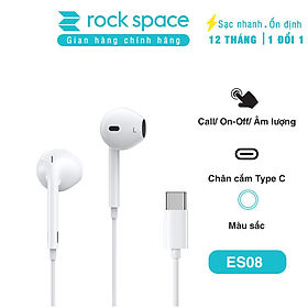 Tai nghe có dây nhét tai Rockspace ES08 chuẩn cắm TypeC dành cho android Hàng chính hãng