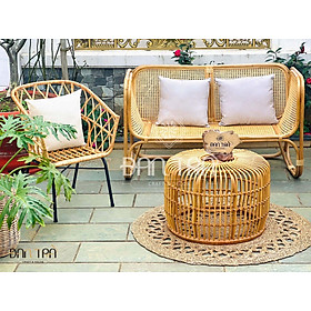 Mua Bàn Mây Tròn Bí - Bàn Tròn Mây Mặt Đan Xoắn Truyền Thống - Nội Thất Mây Tre Đan