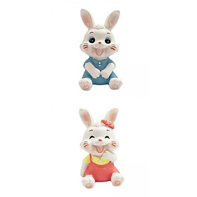 Cute Rabbit Statue Animal Figures Sculpture for Office Shelf Decoration