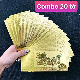 Combo 20 tờ lưu niệm lì xì con Rồng màu vàng plastic in màu - SP005910