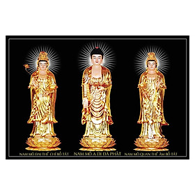 Mua Tranh gỗ cao cấp treo tường mẫu tượng vàng Tam thánh  Tranh Phật Giáo Tam Thánh 2455