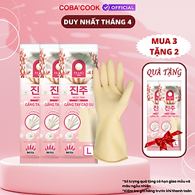 Mua 3 Tặng 2 Bộ 3 Đôi Găng Tay Cao Su Ngọc Trai Tay Lửng Size L