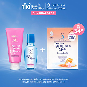 Combo Sữa rửa mặt ẩm mịn và săn chắc da Senka Perfect Whip Collagen In 120g + Nước tẩy trang Senka All Clear White 70ml