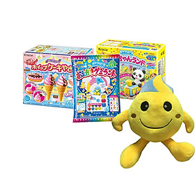 Combo 3 gói kẹo sáng tạo popin cookin: thế giới sắc màu + kem chocolate + thế giới diệu kỳ (ngẫu nhiên) - tặng thú bông neru
