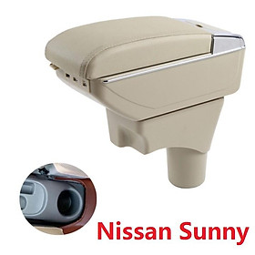 Hộp tỳ tay ô tô Nissan Sunny tích hợp 7 cổng USB, chất liệu nhựa ABS và da PU cao cấp