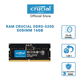 Ram Laptop Crucial DDR5 16GB Bus 5200 - CT16G52C42S5 - Hàng chính hãng