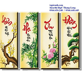 Mua Tranh thêu tứ quý tùng trúc cúc mai 223047 (chưa thêu)  4 mùa  xuân hạ thu đông