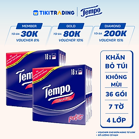 Combo 2 Lốc Khăn Giấy Bỏ Túi Tempo Petit (Lốc 18 Gói) - Không Mùi