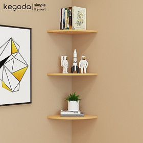 Mua Kệ Gỗ Góc Tam Giác Gắn Tường  Kệ Hình Quạt 28cm Mini Nhỏ Xinh Không Cần Khoan KEGODA KGD41