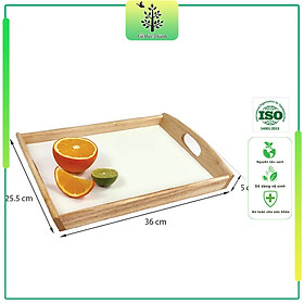 Khay gỗ đa năng có tay cầm, đáy MDF | Gỗ Đức Thành 27731 | Phù hợp gia đình, quán ăn, quán Cafe