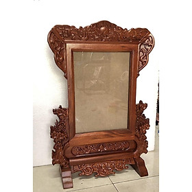 Mua Khung hình thờ gỗ hương mẫu khắc hoa Mai nỗi phun mầu gỗ nâu hạt dẻ DA148- Đồ thờ Tịnh Phương