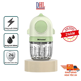 Máy xay mini Mitomo MT-350 cối thủy tinh 6 Lưỡi ,máy xay ăn dặm cho bé, xay thịt cháo sinh tố, tỏi ớt 300ml- Hàng Chính Hãng
