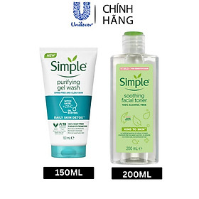 Combo Sữa rửa mặt Simple giúp kiềm dầu và ngừa mụn hiệu quả - cho da mụn nhạy cảm 150ml + Nước hoa hồng Simple 200ML[Chính Hãng Độc Quyền]