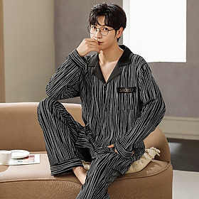 Bộ Pijama nam dài tay cao cấp, có thể mix đôi cùng bộ nữ, họa tiết độc lạ, màu trầm gọn dáng, size L-3XL