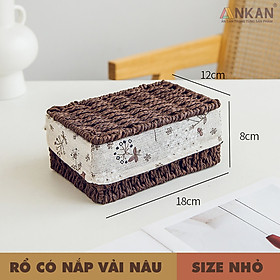 Giỏ Mây Đựng Đồ Có Nắp ANKAN, Giỏ Đựng Đồ Ăn Vặt, Phù Hợp Các Phòng Spa, Khách Sạn Và Trang Trí Trong Nhà