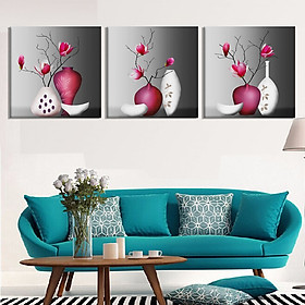 Tranh Canvas treo tường nghệ thuật | Tranh bộ nghệ thuật 3 bức | HLB_192