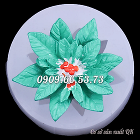 Khuôn làm rau câu silicon hoa trạng nguyên Noel giáng sinh loại 7 cm - Mã số 1116