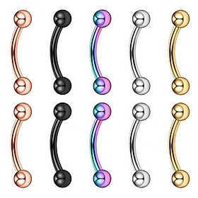 3-7pack 10 Pieces 16G Stainless Steel Balls Eyebrow Ear Lip Navel Ring Piercing