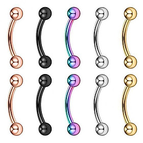 2-7pack 10 Pieces 16G Stainless Steel Balls Eyebrow Ear Lip Navel Ring Piercing