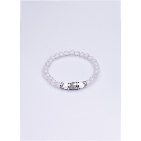 Vòng tay phong thuỷ đá Mã Não trắng 6 ly mix Charm ống ngắn Anqlo