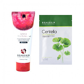 Combo Tẩy da chết sáng da sạch mụn Beauskin Apple White Peeling Gel và Mặt nạ tái tạo phục hồi Centella Cica