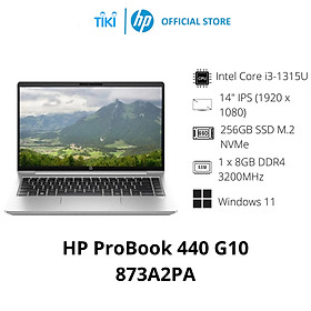 Laptop HP ProBook 440 G10 873A2PA (Core i3 1315U/ 8GB/ 256GB SSD/ Intel UHD Graphics/ 14.0inch Full HD/ Windows 11 Home/ Silver/ Vỏ nhôm) - Hàng Chính Hãng