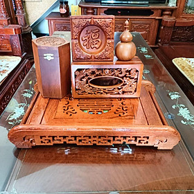 Mua Combo khay trà cuốn thư gỗ hương đá
