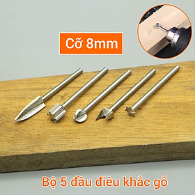 Mua Bộ 5 đầu điêu khắc gỗ trục 3mm cỡ 8mm bằng thép 45