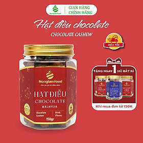 Hạt điều phủ chocolate Malaysia Nonglamfood hũ 150g | Quà tặng cao cấp cho người thân, bạn bè, doanh nghiệp