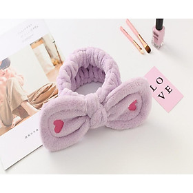 Băng Đô Rửa Mặt Nơ Trái Tim Nhỏ, Turban Cài Tóc, Chất Bông Mềm Mịn, Thun Co Giãn Tốt