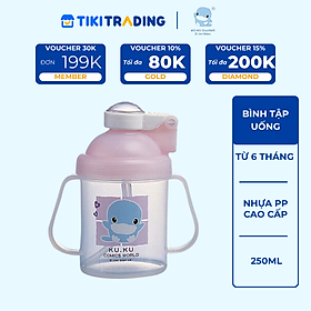 Bình Tập Uống Có Tay Cầm KuKu Duckbill - Nhựa PP Cao Cấp - 250ml - Hồng