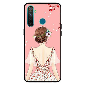 Ốp Lưng in cho Realme 5 Pro / Realme Q Mẫu Cô Gái Váy Hồng Nền Hồng - Hàng Chính Hãng