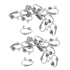 24x Silver Clip-on Earrings Blanks Converter with Loop DIY Jewelry Findings