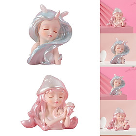 2pcs Cute Sea Girl Figurines Miniature Statue for Decoration Birthday Gift