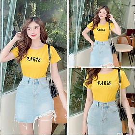 Áo thun nữ MXM ôm body thêu chữ Paris cotton 4 chiều từ 40kg - 52kg ( ANU029 )