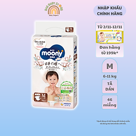 Tã dán Moony Natural siêu cao cấp S58 M46 L38 - Nhập Khẩu Chính Hãng