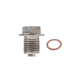 M18*1.5 Magnetic Oil Drain Plug, Stainless Steel Drain Plug with Copper Gasket Car Part Silver