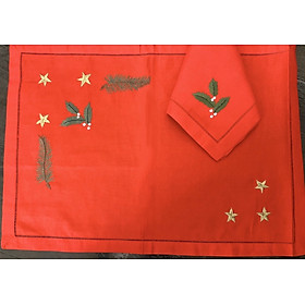 Mua Bộ lót đĩa và khăn ăn linen thêu chi tiết Noel